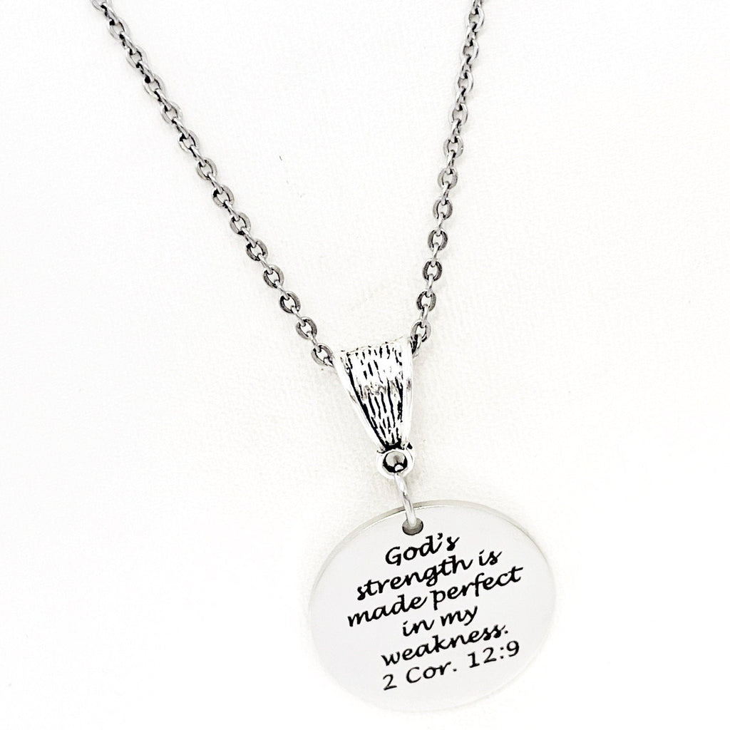 Faith Gift, Gods Strength Is Made Perfect In My Weakness Necklace, 2 Corinthians 12 9, Scripture Gift, Faith Jewelry, Gift For Her
