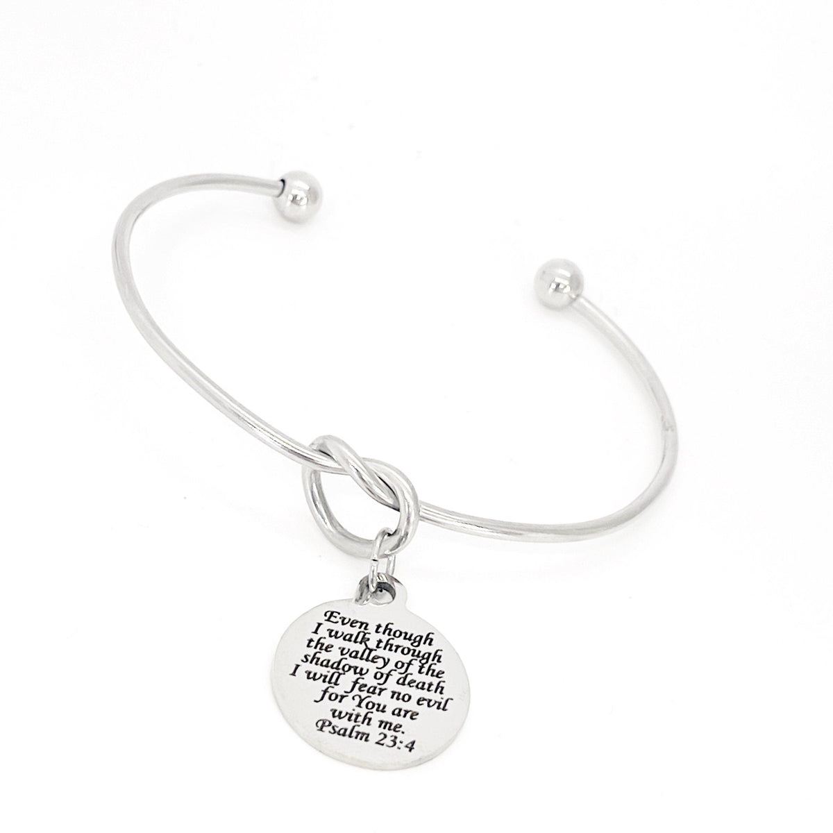Scripture Gift, 23rd Psalm, The Lord Is With Me Charm Bracelet, Psalm 23 4, Charm Bangle, Graduation Gift, Faith Jewelry, Christian Jewelry