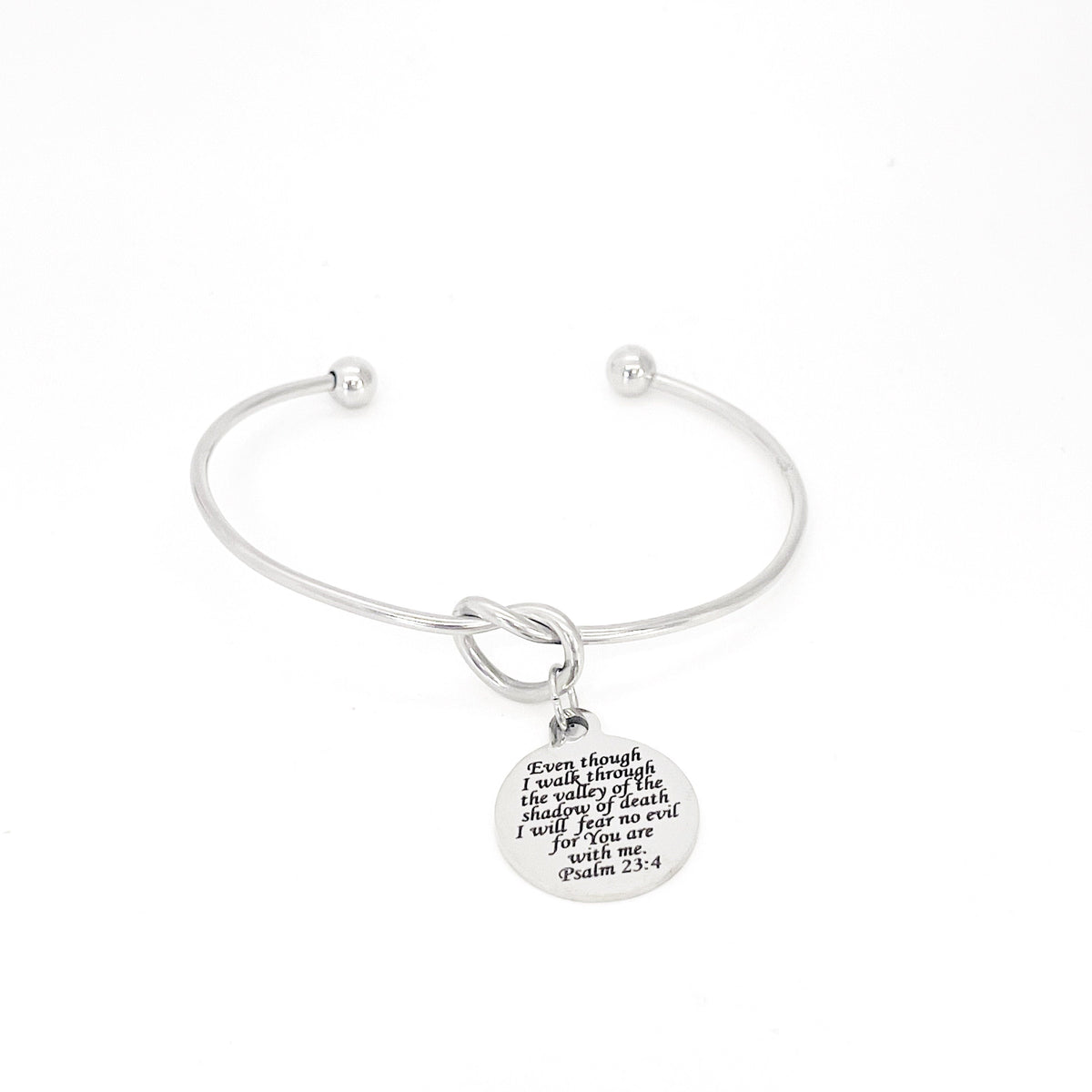 Scripture Gift, 23rd Psalm, The Lord Is With Me Charm Bracelet, Psalm 23 4, Charm Bangle, Graduation Gift, Faith Jewelry, Christian Jewelry