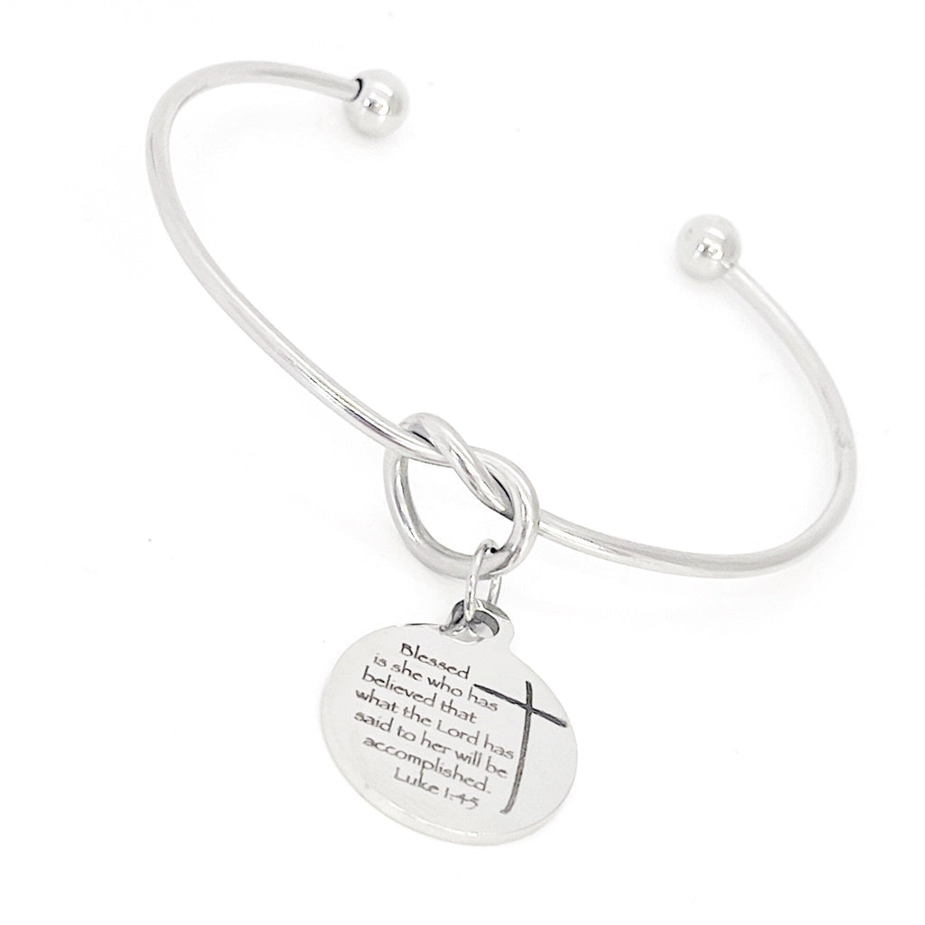 Scripture Gift, Blessed Is She Who Has Believed Charm Bracelet, Luke 1 4 and 5, Charm Bangle, Graduation Gift, Faith Gift, Christian Jewelry