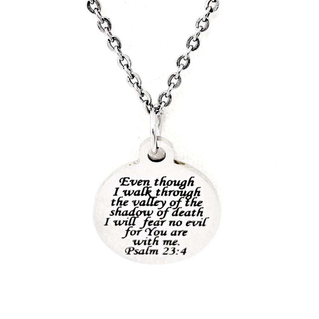 Faith Gift, Psalm 23 4 Necklace, 23rd Psalm, The Lord Is With Me, I Will Fear No Evil, Scripture Necklace, Scripture Gift, Faith Jewelry