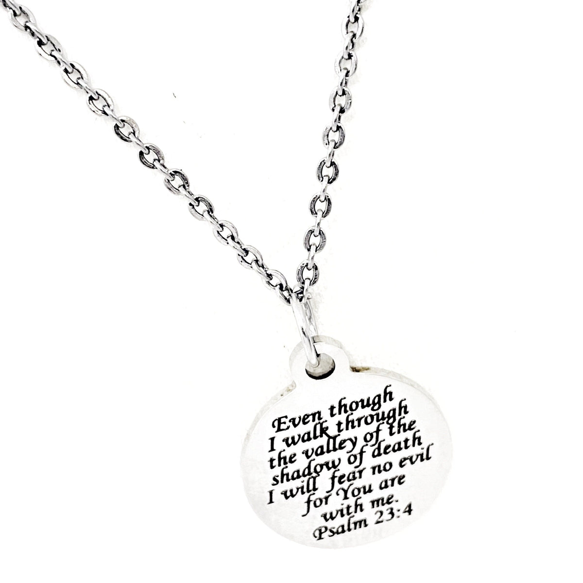 Faith Gift, Psalm 23 4 Necklace, 23rd Psalm, The Lord Is With Me, I Will Fear No Evil, Scripture Necklace, Scripture Gift, Faith Jewelry