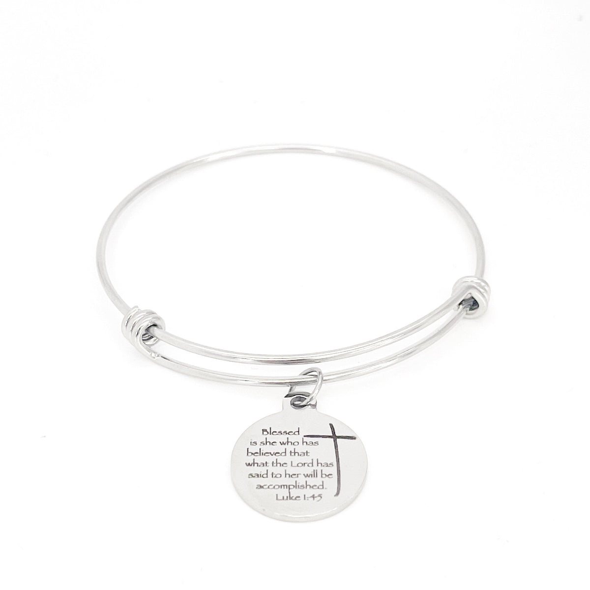 Scripture Gift, Blessed Is She Who Has Believed The Lord, Charm Bracelet, Luke 1 4 and 5, Scripture Quote, Bible Verse Gift For Her