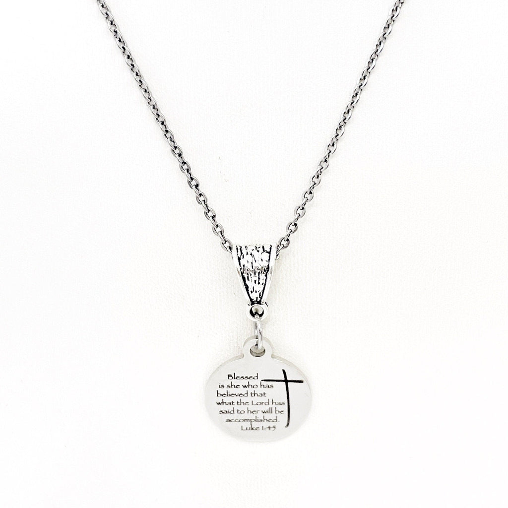 Faith Gift, Blessed Is She Who Has Believed Necklace, Luke 1 4 and 6, Scripture Gift, Scripture Jewelry, Faith Jewelry, Gift For Her