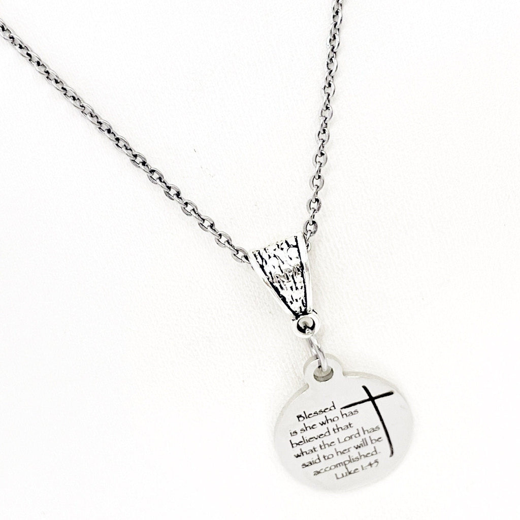 Faith Gift, Blessed Is She Who Has Believed Necklace, Luke 1 4 and 6, Scripture Gift, Scripture Jewelry, Faith Jewelry, Gift For Her