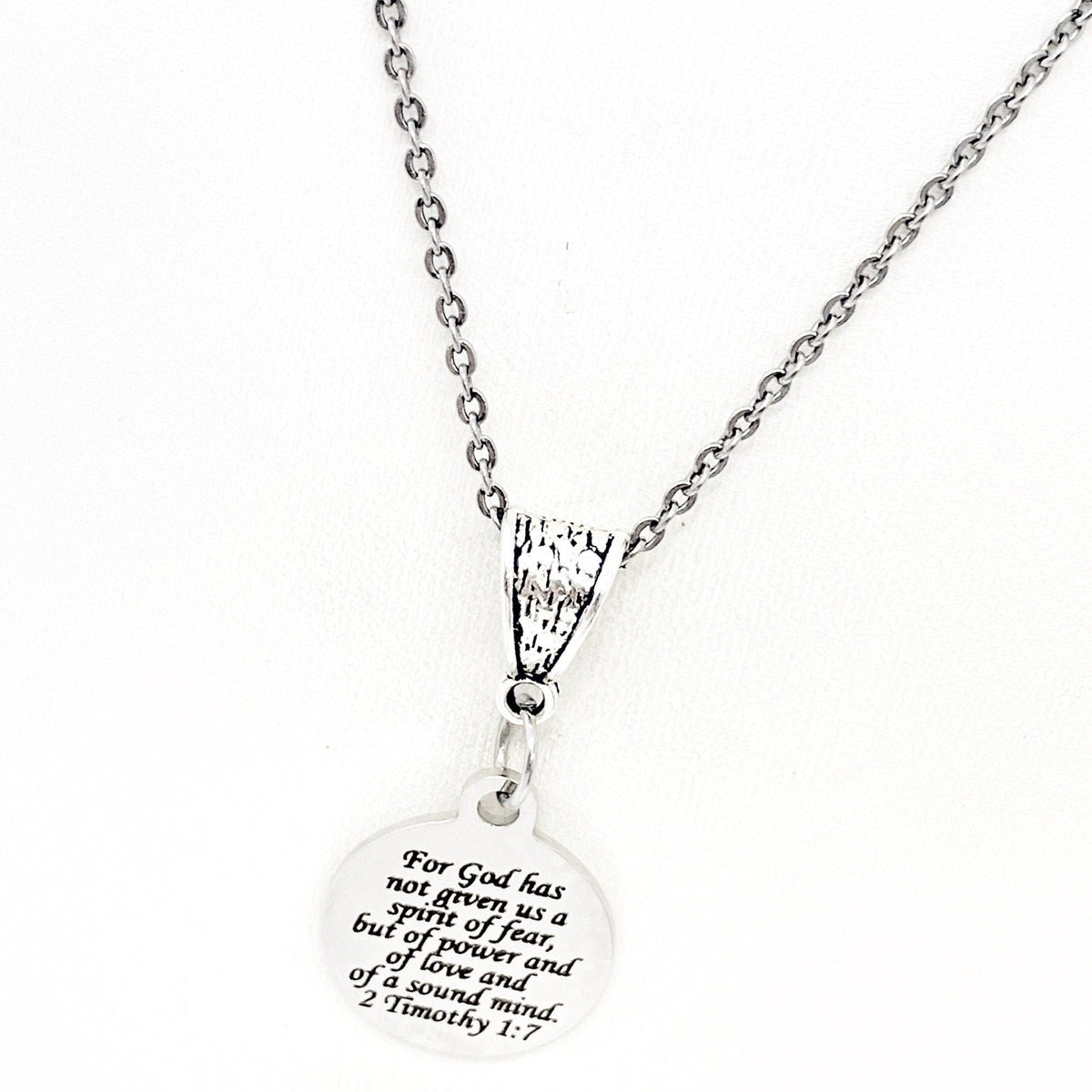 Faith Gift, God Has Given us a Spirit of Power Love and Sound Mind, Necklace, 2 Timothy 1 7, Scripture Gift, Faith Jewelry, Gift For Her