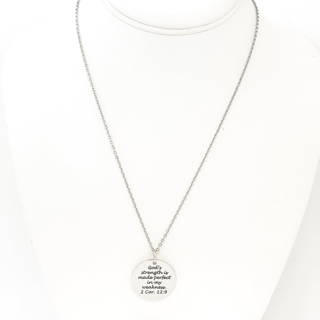 Faith Gift, Gods Strength Is Made Perfect In My Weakness Necklace, 2 Corinthians 12 9, Scripture Gift, Faith Jewelry, Gift For Her