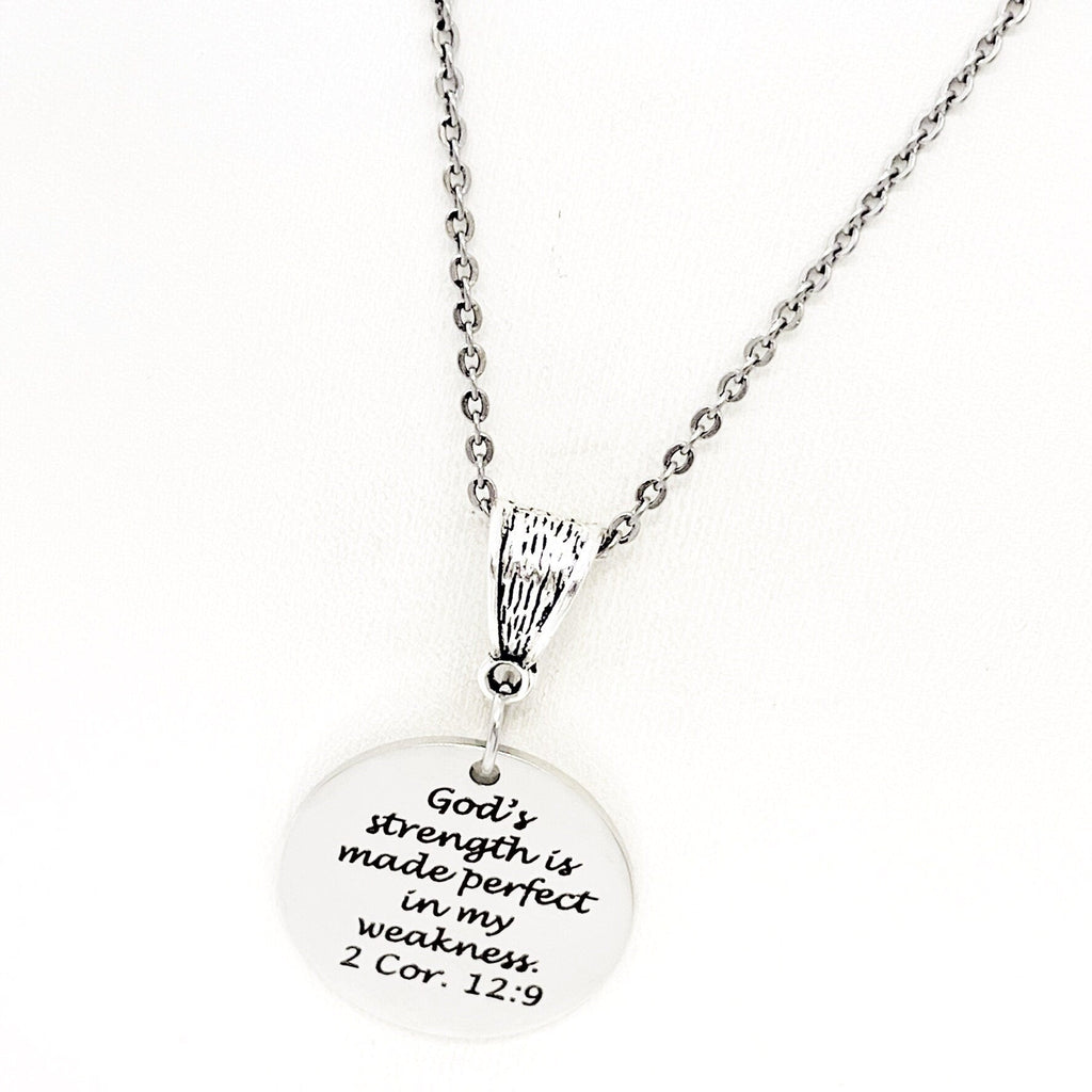 Gods Strength Is Made Perfect In My Weakness Necklace 2 Cor 12 9 Christian Jewelry