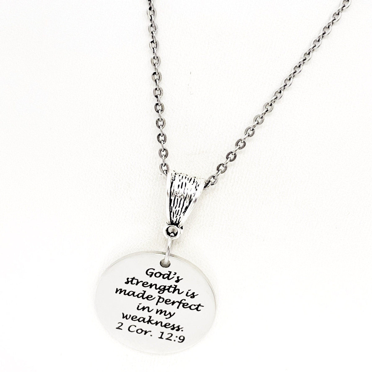 Faith Gift, Gods Strength Is Made Perfect In My Weakness Necklace, 2 Corinthians 12 9, Scripture Gift, Faith Jewelry, Gift For Her
