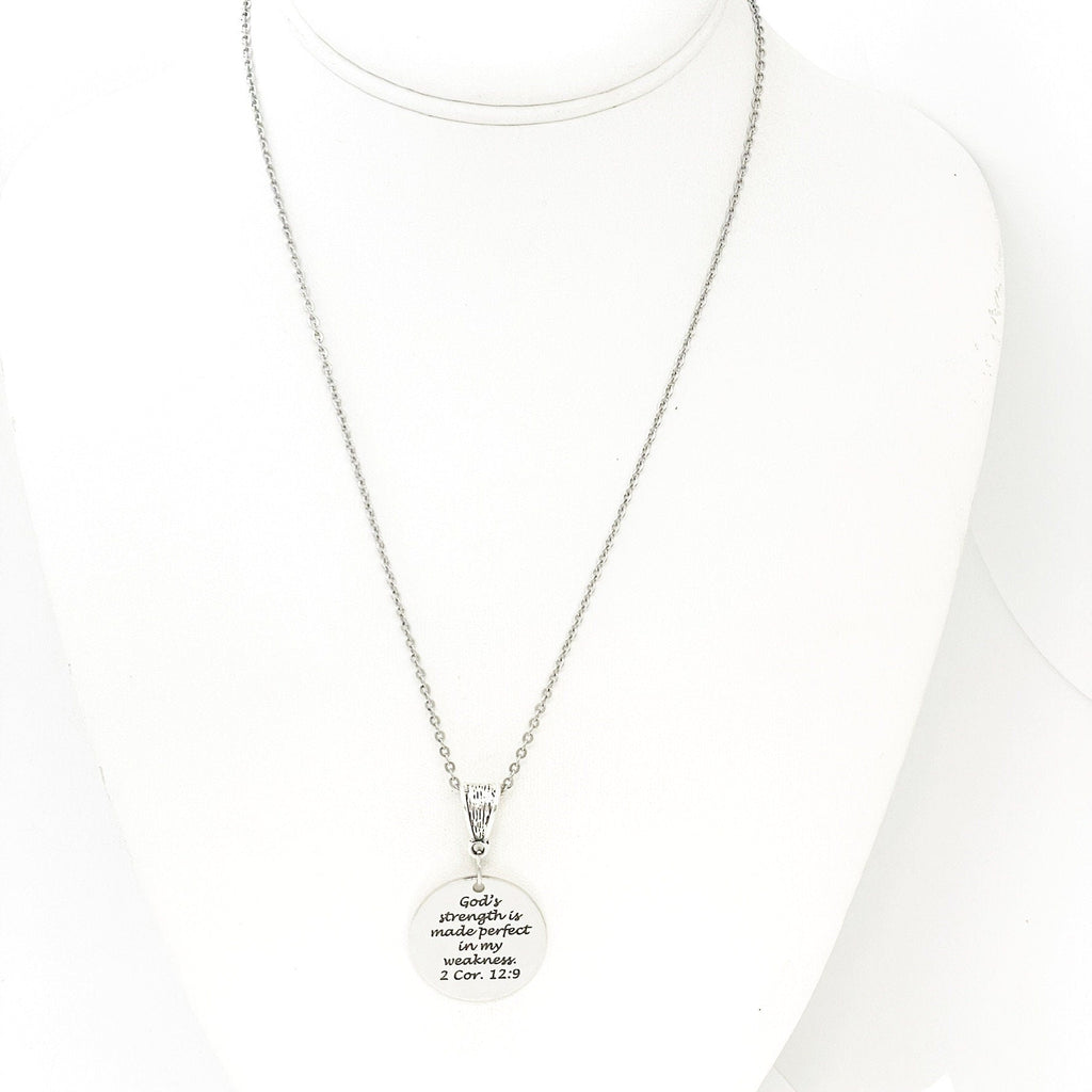 Faith Gift, Gods Strength Is Made Perfect In My Weakness Necklace, 2 Corinthians 12 9, Scripture Gift, Faith Jewelry, Gift For Her