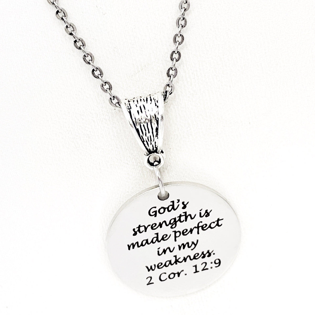 Gods Strength Is Made Perfect In My Weakness Necklace 2 Cor 12 9 Christian Jewelry