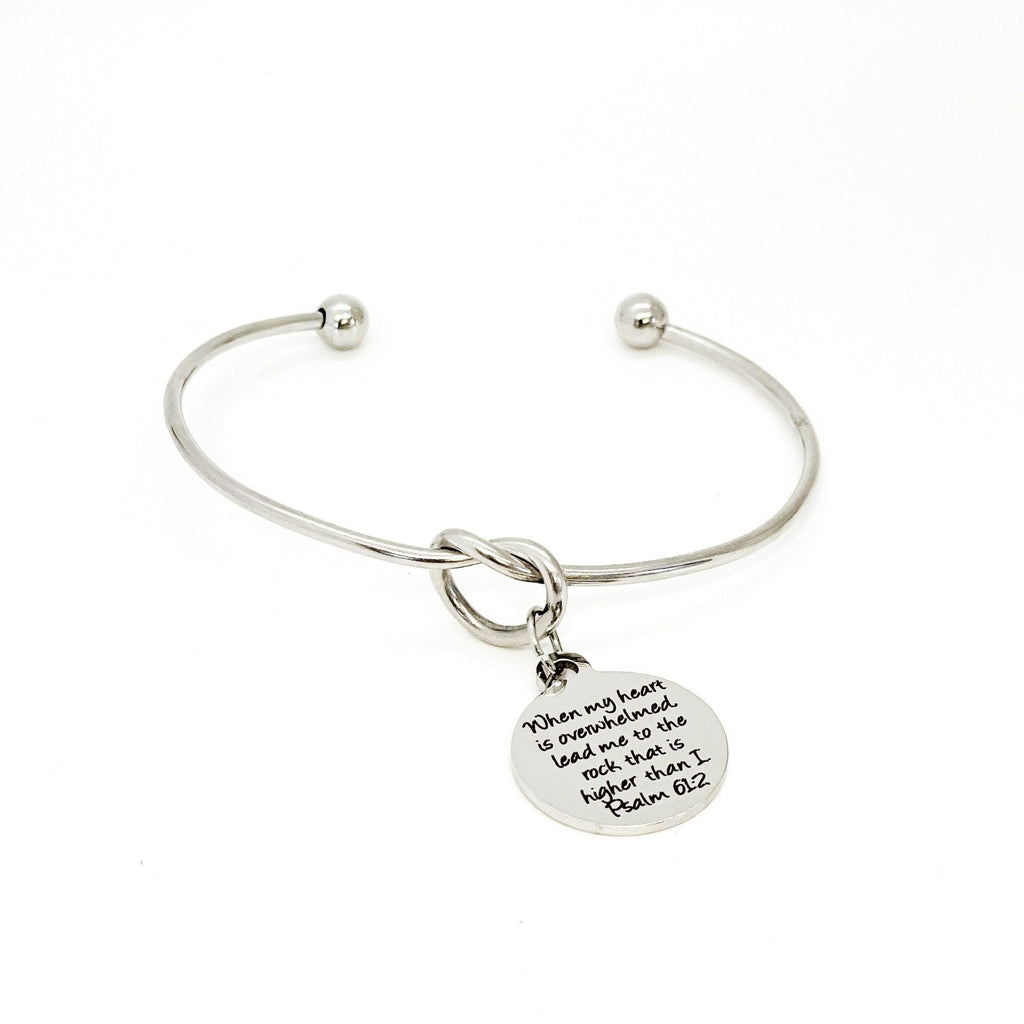 Scripture Gift, When My Heart Is Overwhelmed Charm Bracelet, Psalm 61 2 Scripture Quote, Lead Me To The Rock That Is Higher Than I