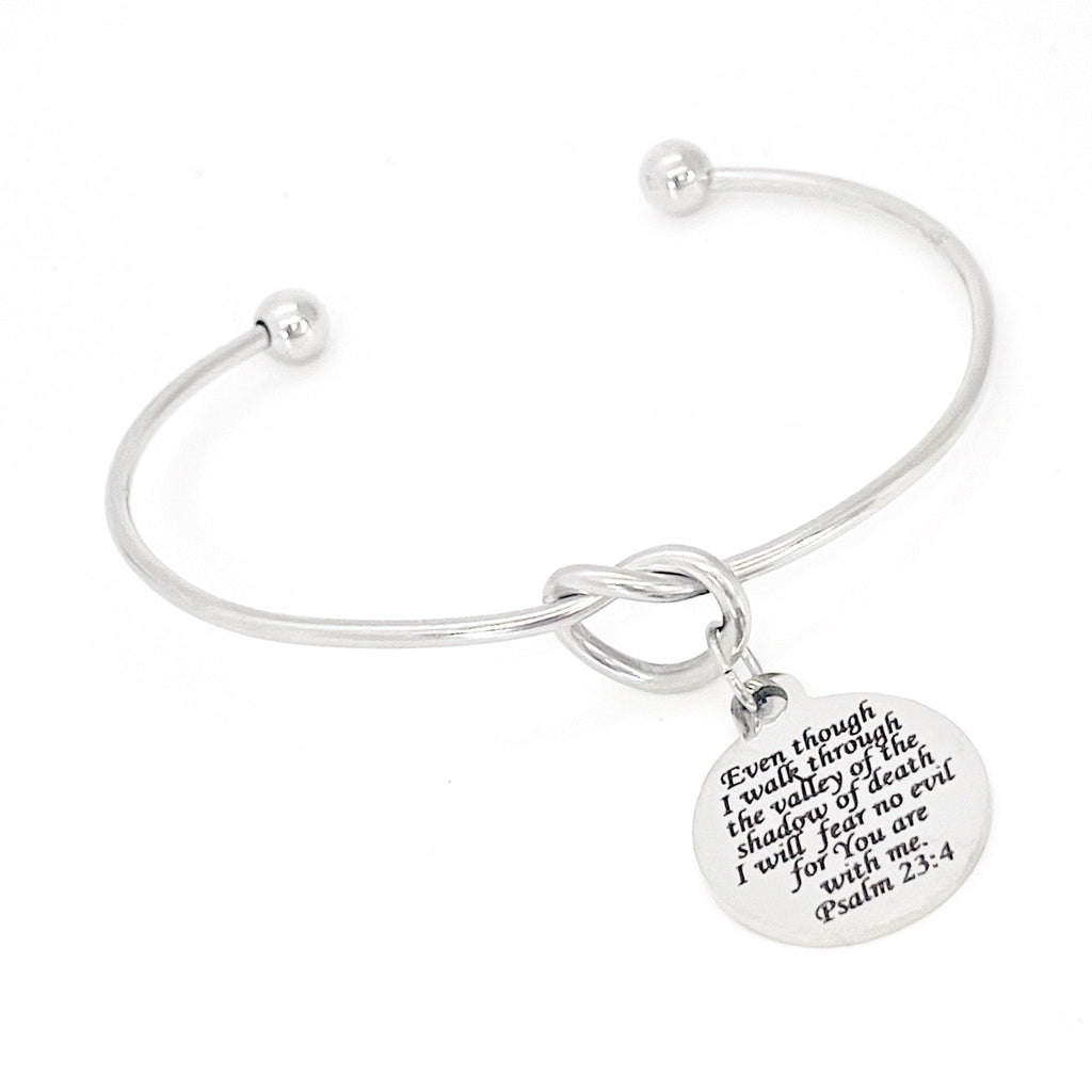 Scripture Gift, 23rd Psalm, The Lord Is With Me Charm Bracelet, Psalm 23 4, Charm Bangle, Graduation Gift, Faith Jewelry, Christian Jewelry