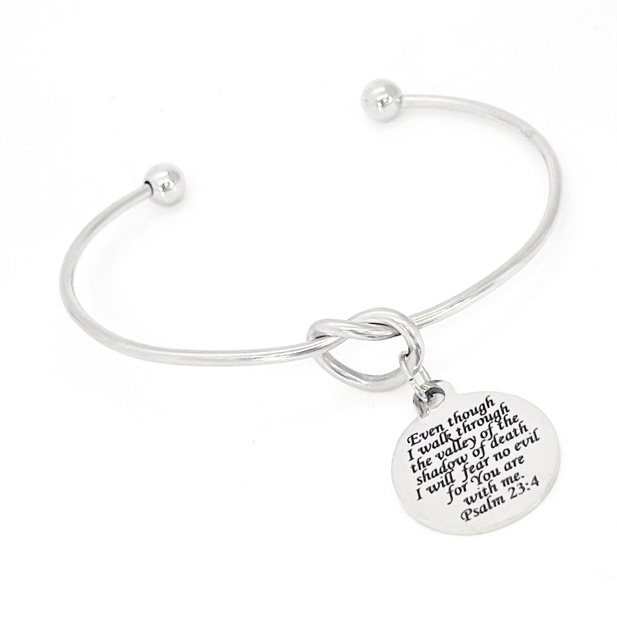 Scripture Gift, 23rd Psalm, The Lord Is With Me Charm Bracelet, Psalm 23 4, Charm Bangle, Graduation Gift, Faith Jewelry, Christian Jewelry