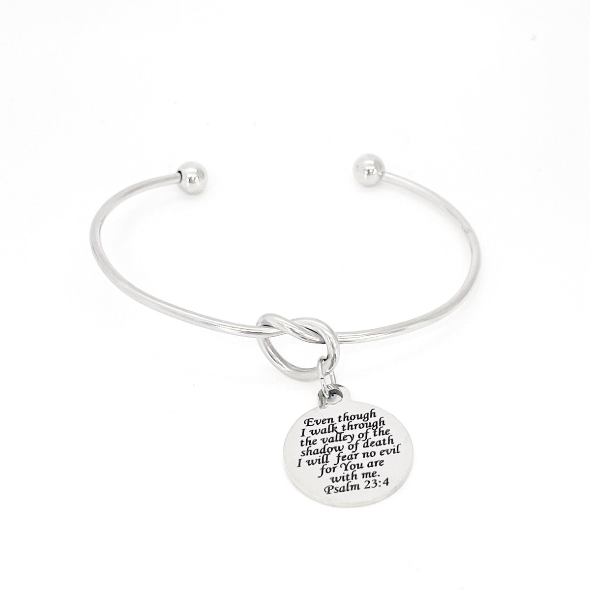 Scripture Gift, 23rd Psalm, The Lord Is With Me Charm Bracelet, Psalm 23 4, Charm Bangle, Graduation Gift, Faith Jewelry, Christian Jewelry