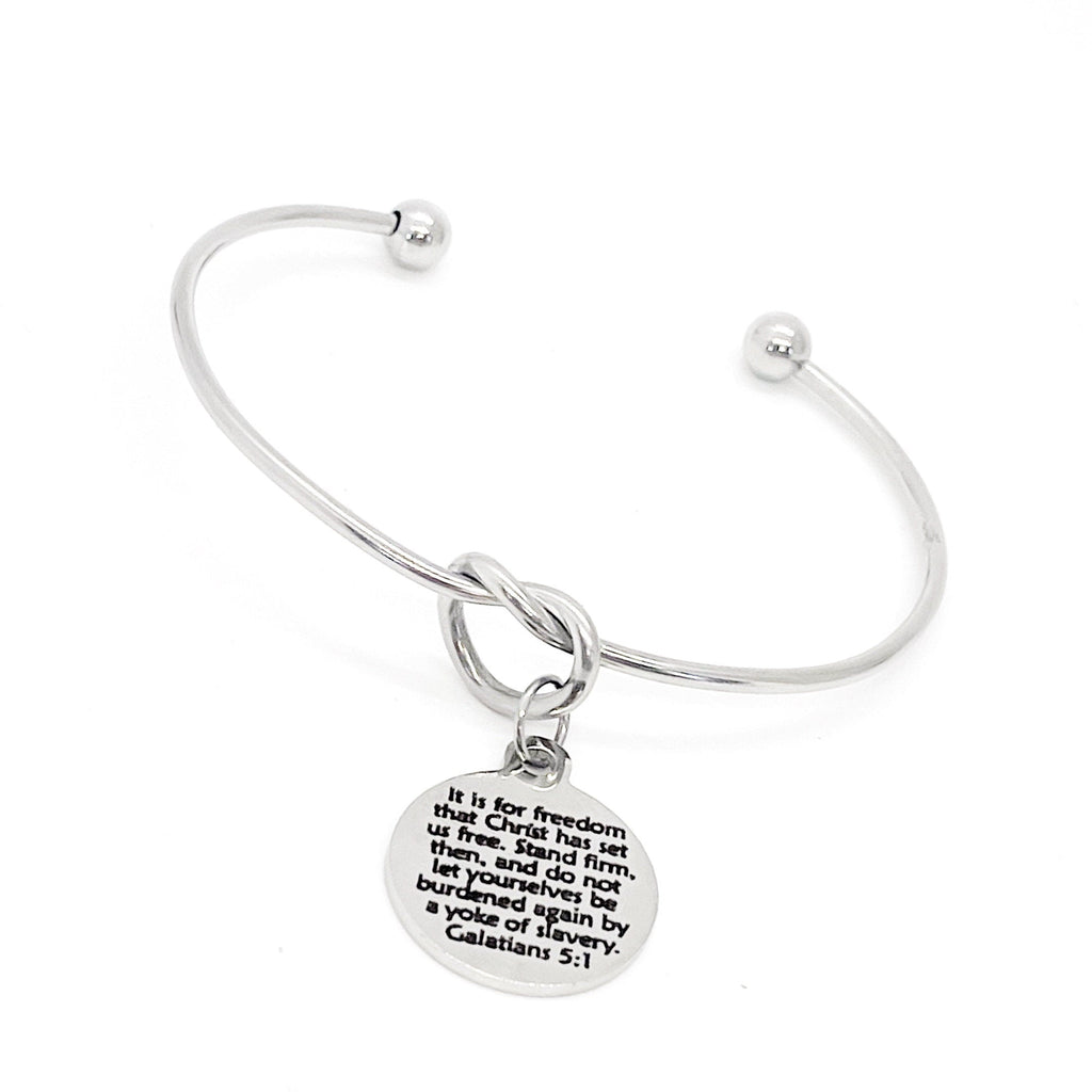 Scripture Jewelry, It Is For Freedom That Christ Has Set Us Free Charm Bracelet, Galatians 5 1 Jewelry, Faith Quote, Scripture Quote
