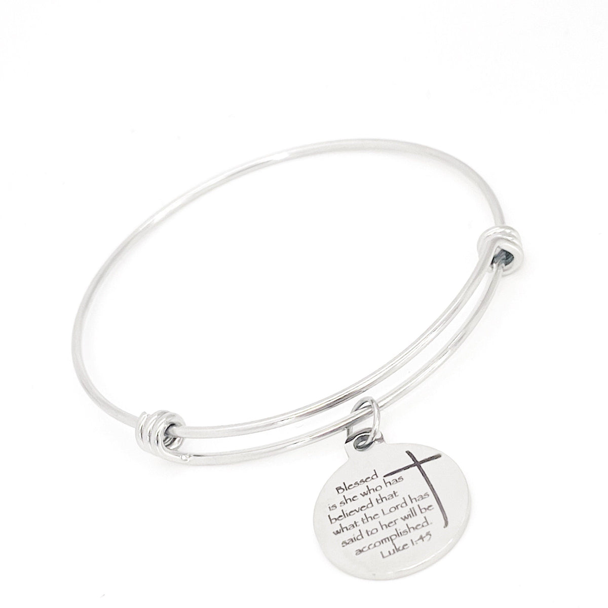 Scripture Gift, Blessed Is She Who Has Believed The Lord, Charm Bracelet, Luke 1 4 and 5, Scripture Quote, Bible Verse Gift For Her