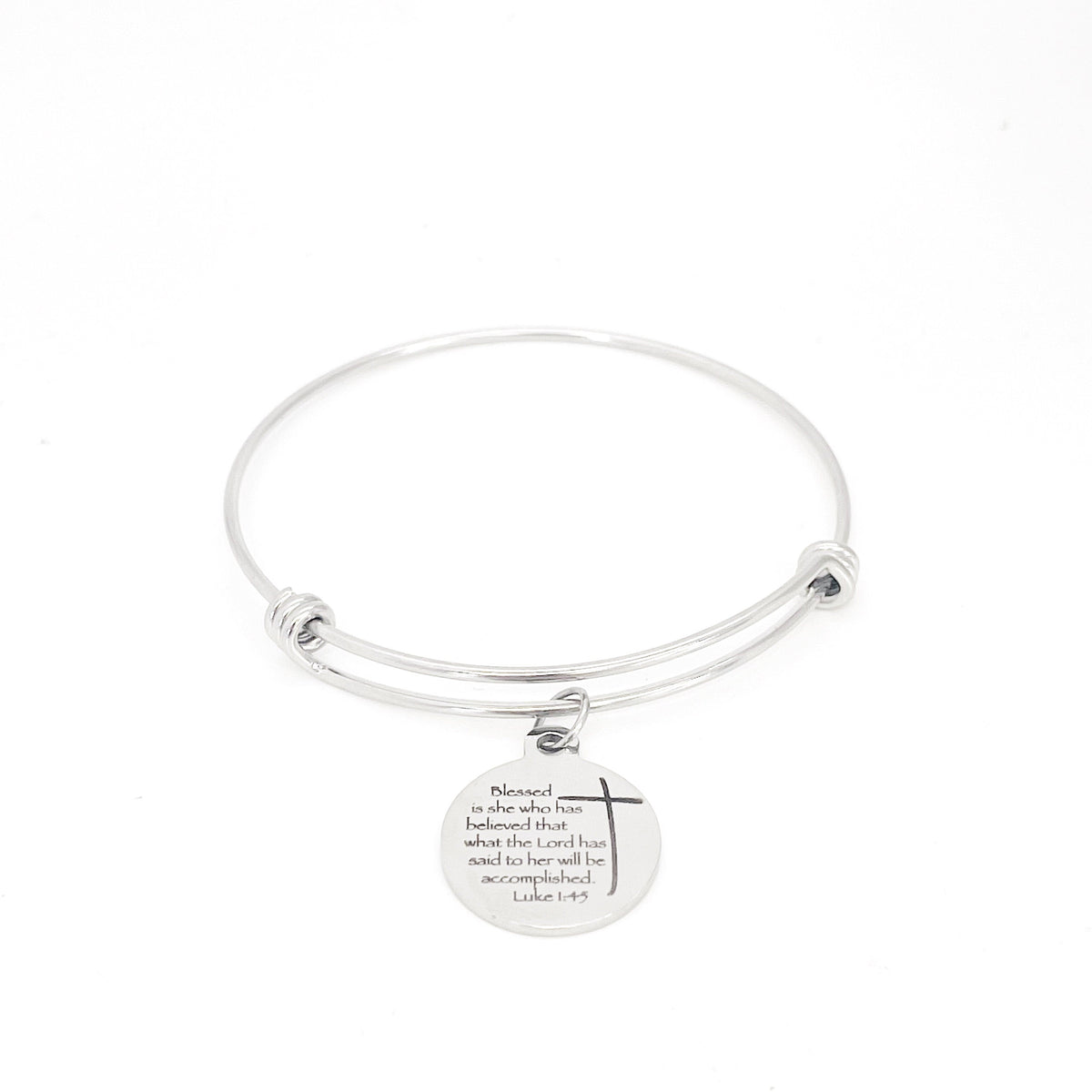 Scripture Gift, Blessed Is She Who Has Believed The Lord, Charm Bracelet, Luke 1 4 and 5, Scripture Quote, Bible Verse Gift For Her