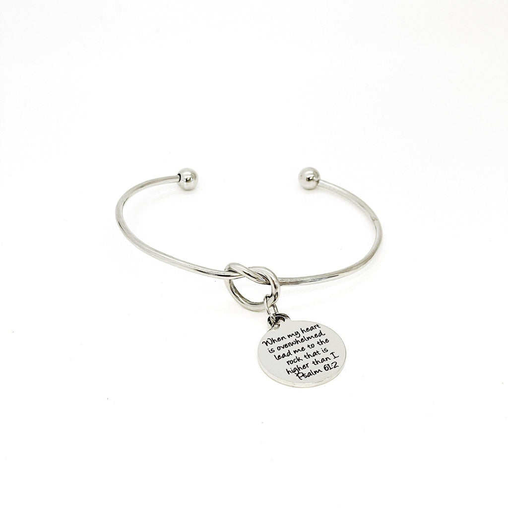 Scripture Gift, When My Heart Is Overwhelmed Charm Bracelet, Psalm 61 2 Scripture Quote, Lead Me To The Rock That Is Higher Than I