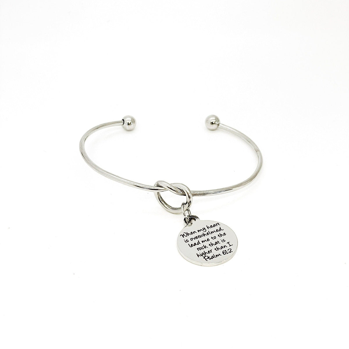 Scripture Gift, When My Heart Is Overwhelmed Charm Bracelet, Psalm 61 2 Scripture Quote, Lead Me To The Rock That Is Higher Than I