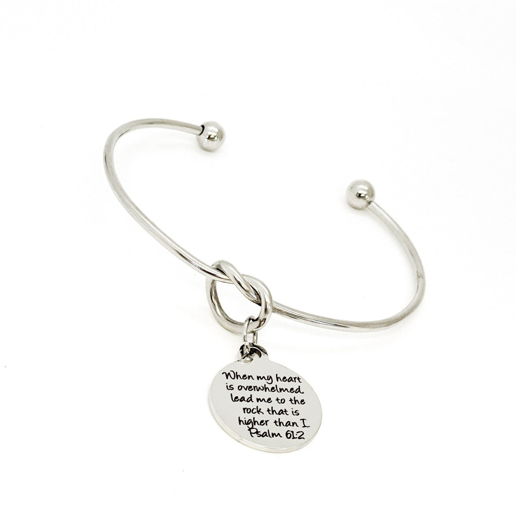 Scripture Gift, When My Heart Is Overwhelmed Charm Bracelet, Psalm 61 2 Scripture Quote, Lead Me To The Rock That Is Higher Than I
