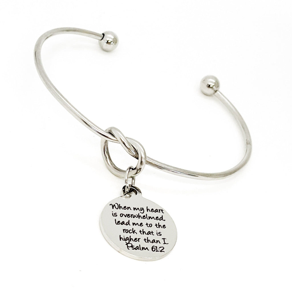 Scripture Gift, When My Heart Is Overwhelmed Charm Bracelet, Psalm 61 2 Scripture Quote, Lead Me To The Rock That Is Higher Than I