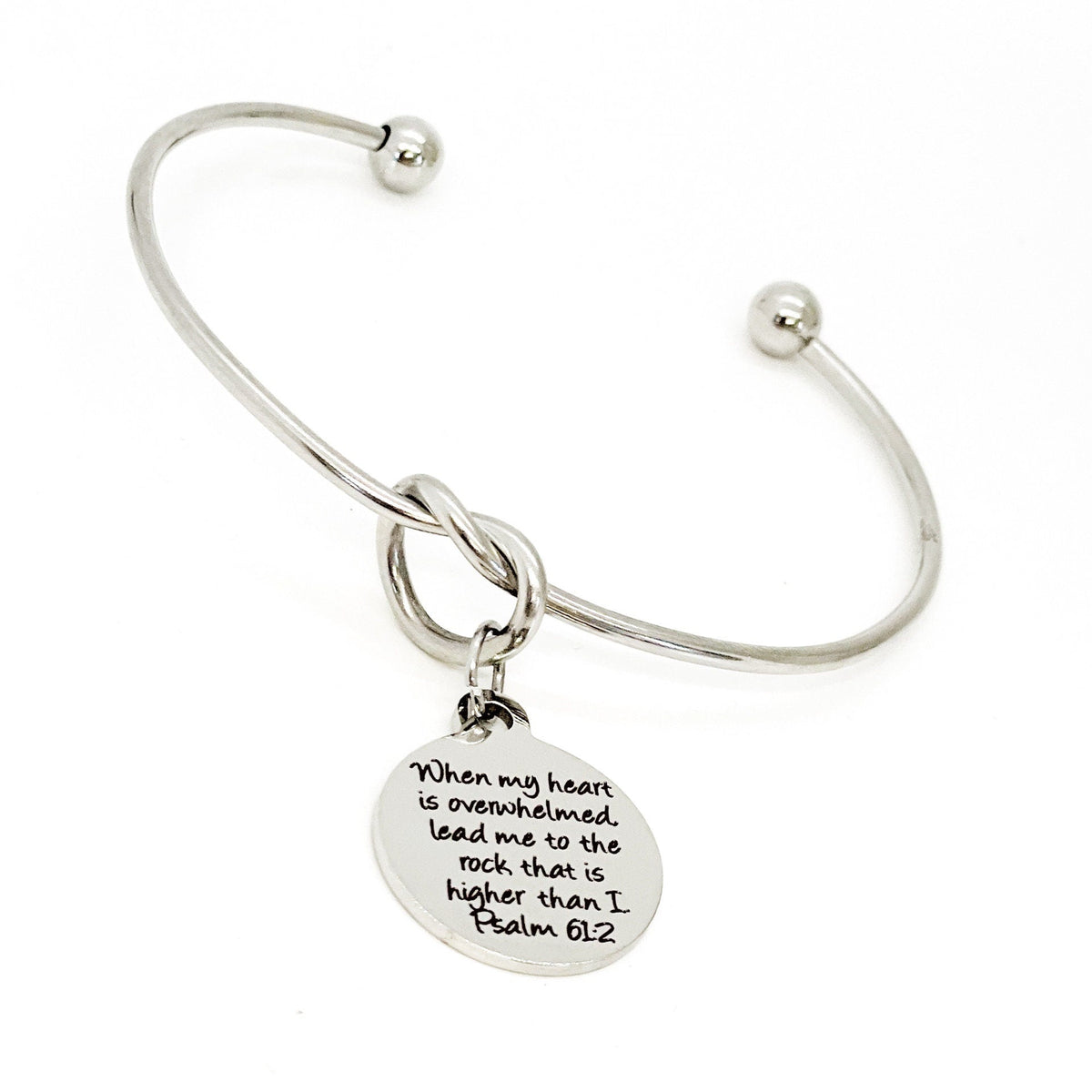 Scripture Gift, When My Heart Is Overwhelmed Charm Bracelet, Psalm 61 2 Scripture Quote, Lead Me To The Rock That Is Higher Than I