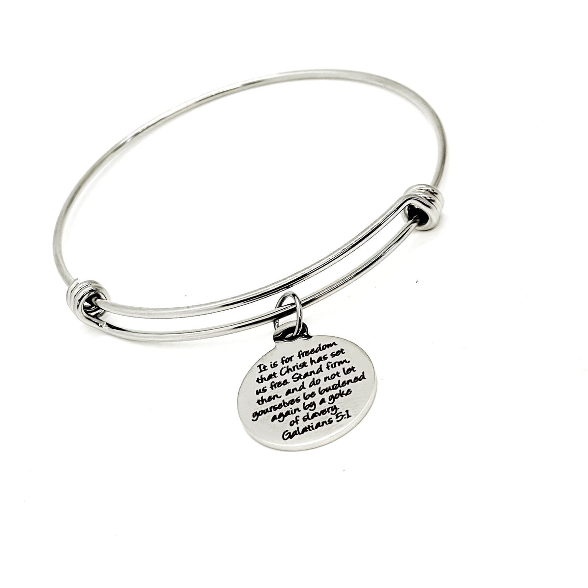 Faith Gift, Stand Firm And Do Not Let Yourself Be Burdened Charm Bracelet, Galatians 5 1 Quote, Scripture Gift, Christian Woman Gift For Her