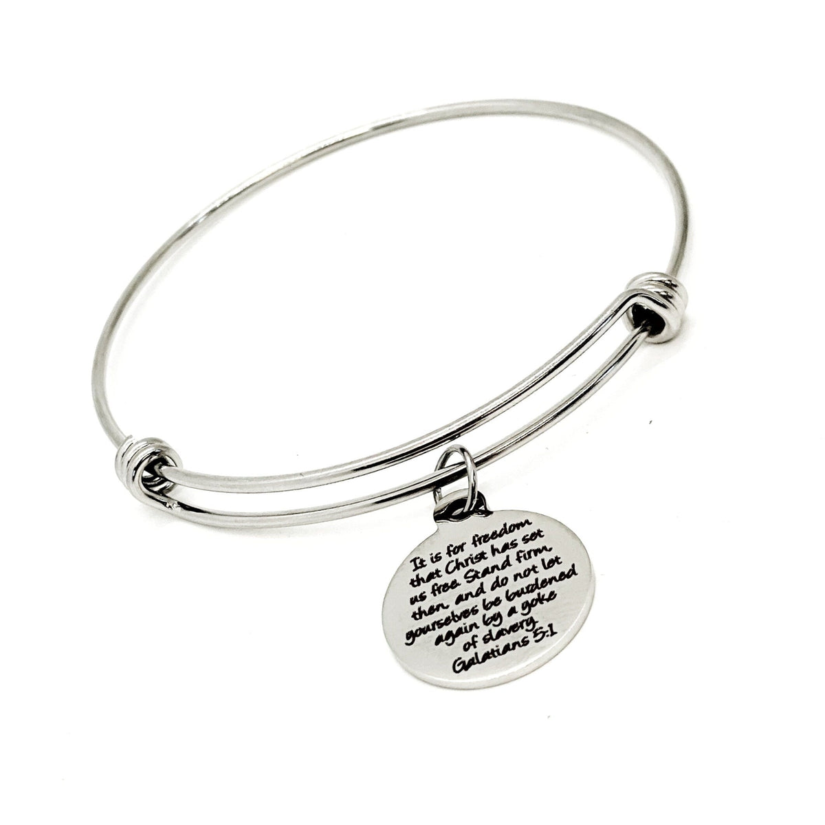 Faith Gift, Stand Firm And Do Not Let Yourself Be Burdened Charm Bracelet, Galatians 5 1 Quote, Scripture Gift, Christian Woman Gift For Her