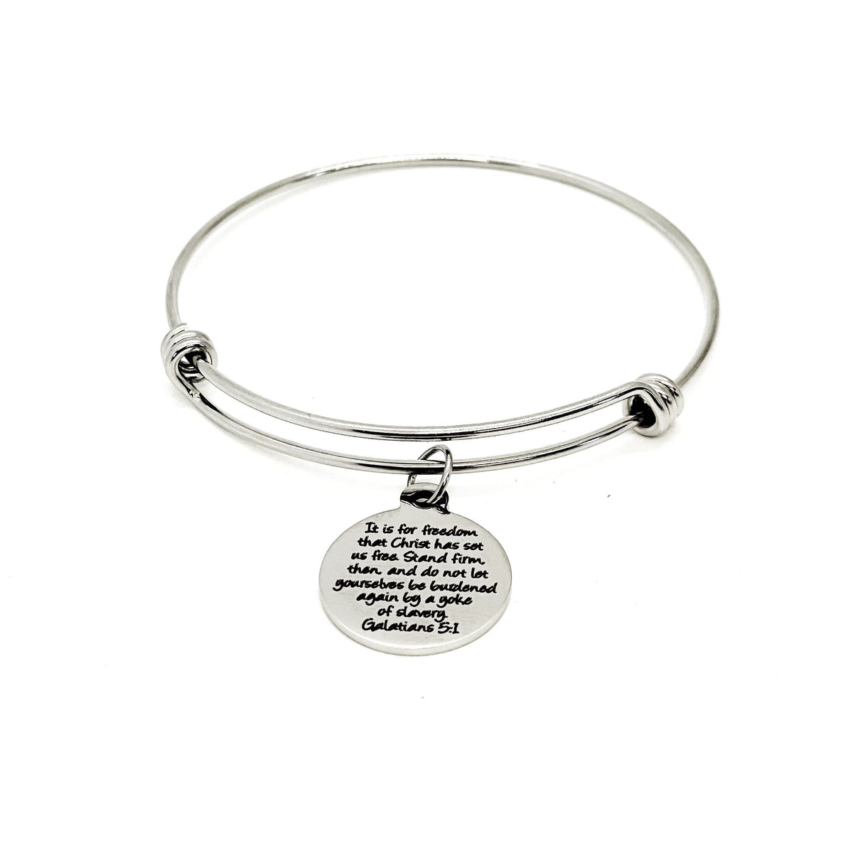Faith Gift, Stand Firm And Do Not Let Yourself Be Burdened Charm Bracelet, Galatians 5 1 Quote, Scripture Gift, Christian Woman Gift For Her