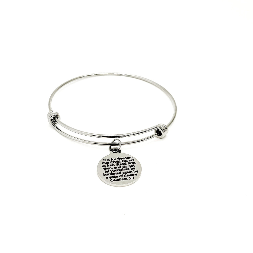 Faith Gift, Stand Firm And Do Not Let Yourself Be Burdened Charm Bracelet, Galatians 5 1 Quote, Scripture Gift, Christian Woman Gift For Her