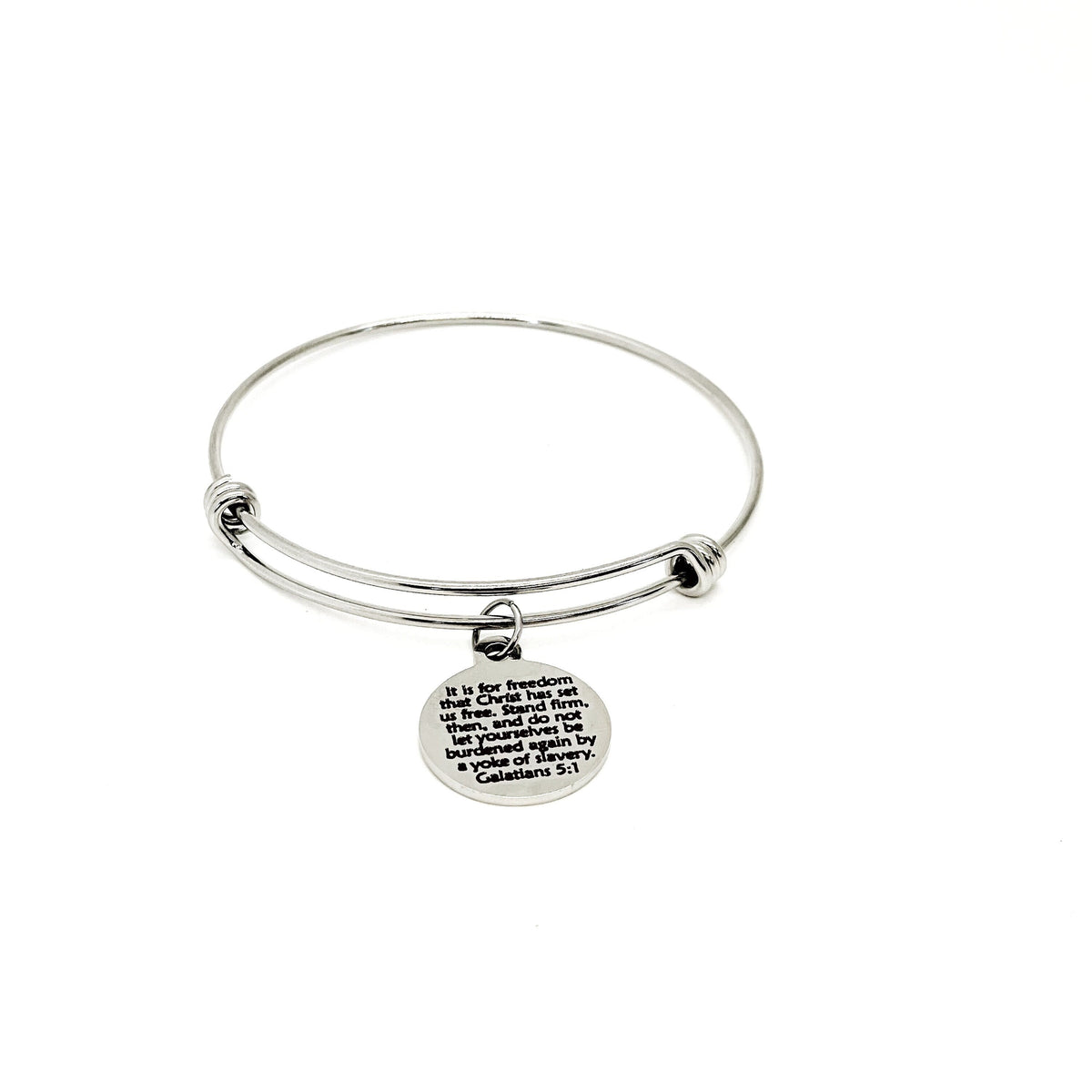 Faith Gift, Stand Firm And Do Not Let Yourself Be Burdened Charm Bracelet, Galatians 5 1 Quote, Scripture Gift, Christian Woman Gift For Her