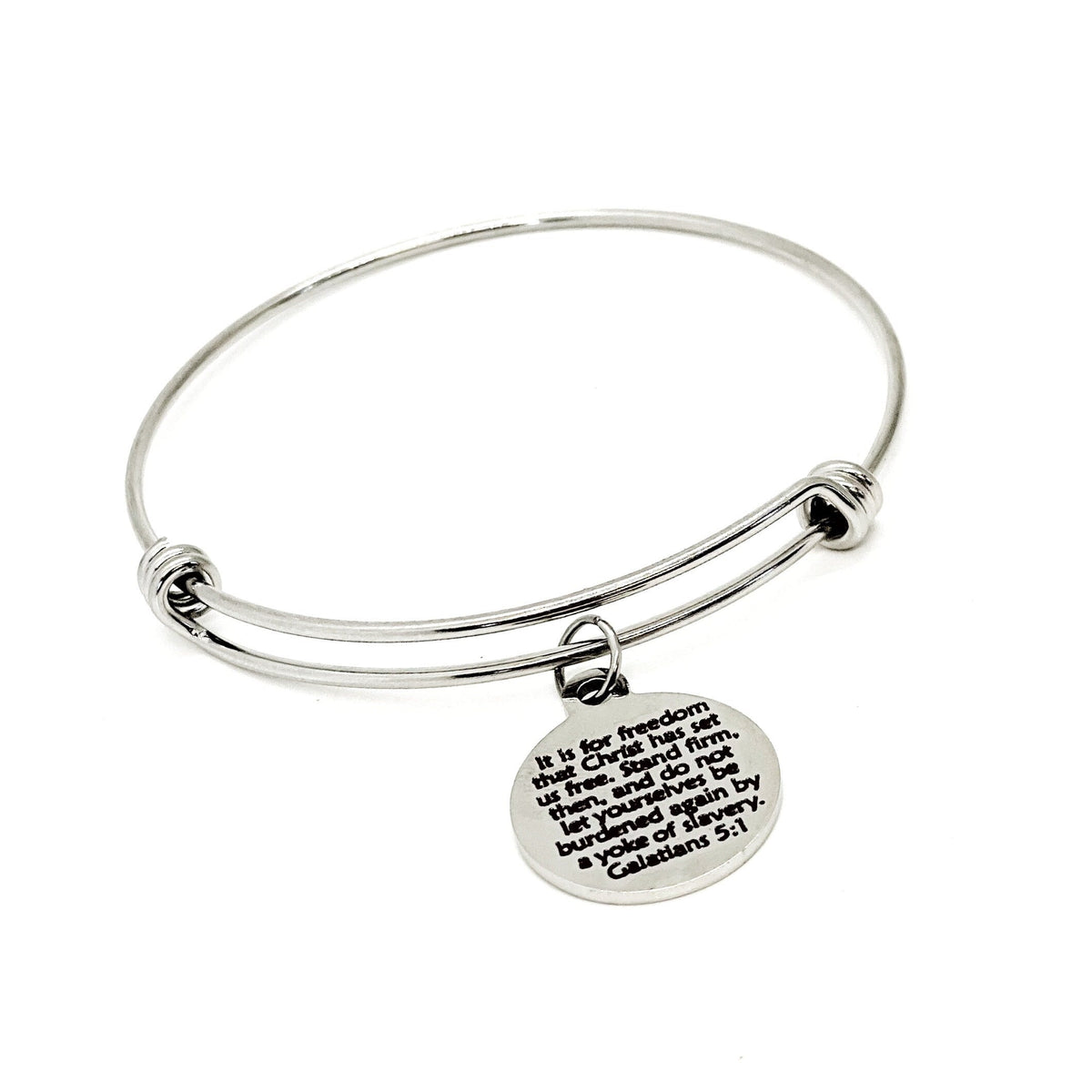 Faith Gift, Stand Firm And Do Not Let Yourself Be Burdened Charm Bracelet, Galatians 5 1 Quote, Scripture Gift, Christian Woman Gift For Her