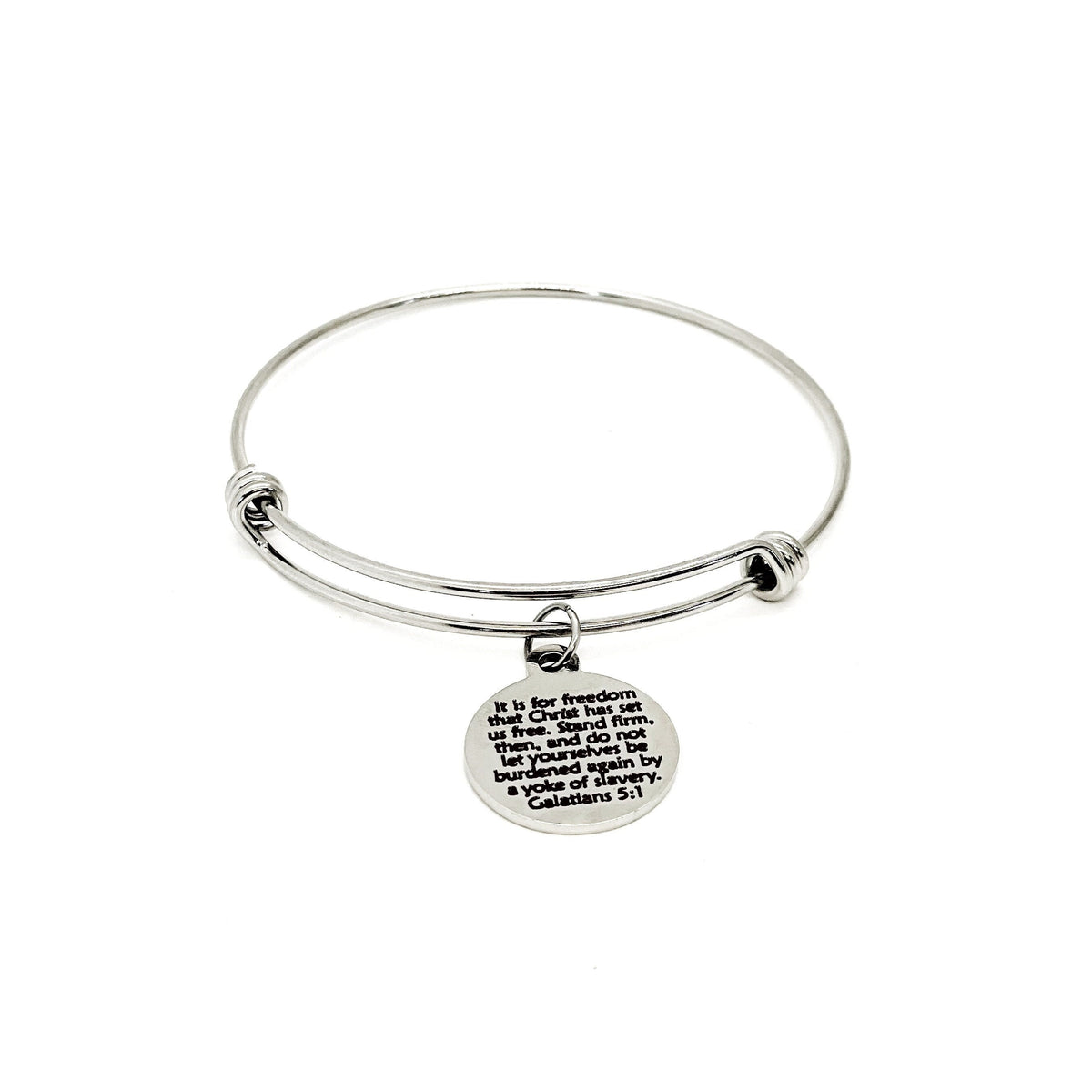 Faith Gift, Stand Firm And Do Not Let Yourself Be Burdened Charm Bracelet, Galatians 5 1 Quote, Scripture Gift, Christian Woman Gift For Her