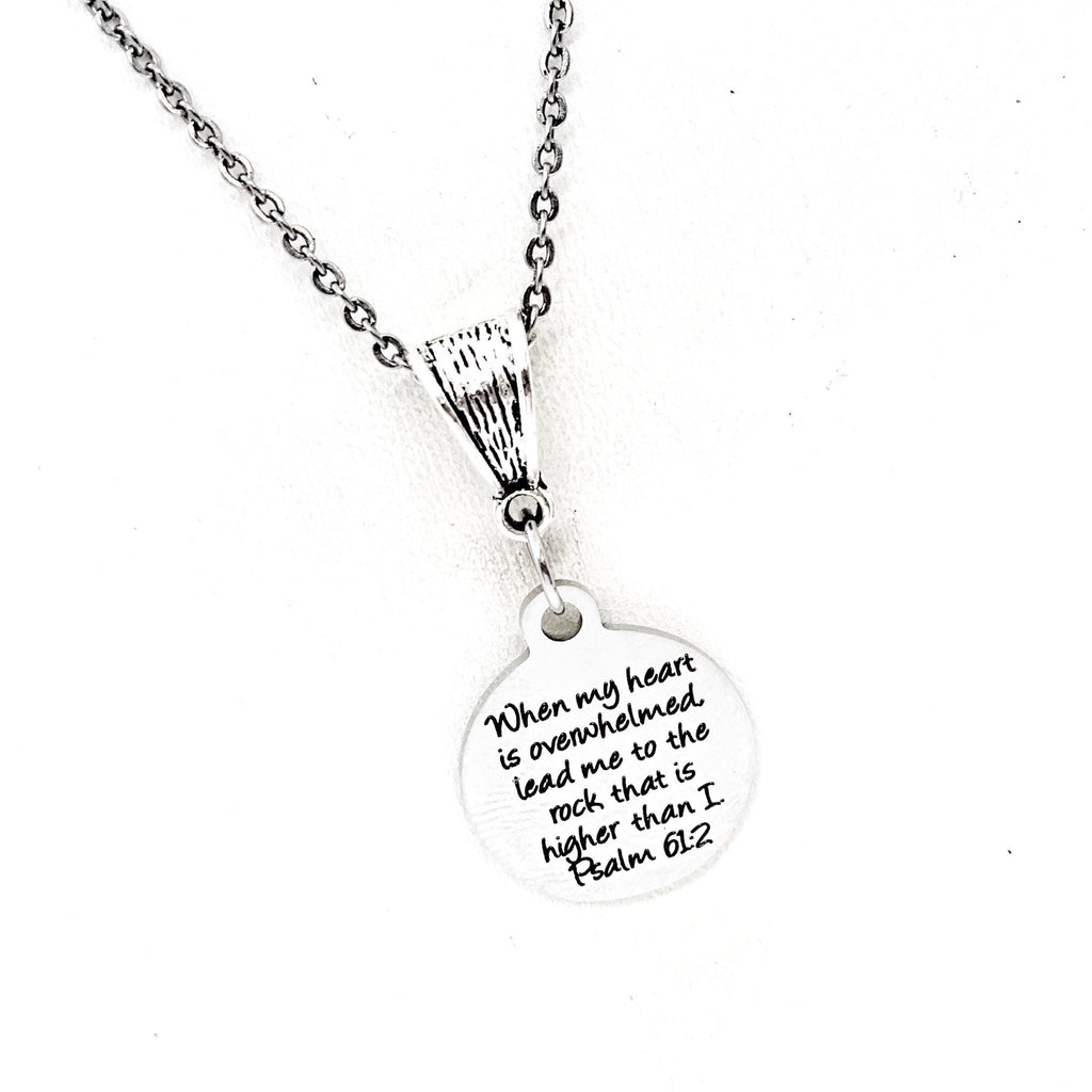 Scripture Gifts, When My Heart Is Overwhelmed Lead Me To The Rock Necklace, Psalm 61 2 Jewelry, Scripture Quotes, Faith Jewelry Gifts