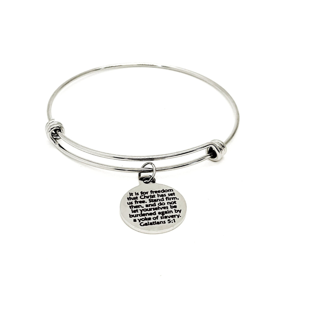 Faith Gift, Stand Firm And Do Not Let Yourself Be Burdened Charm Bracelet, Galatians 5 1 Quote, Scripture Gift, Christian Woman Gift For Her