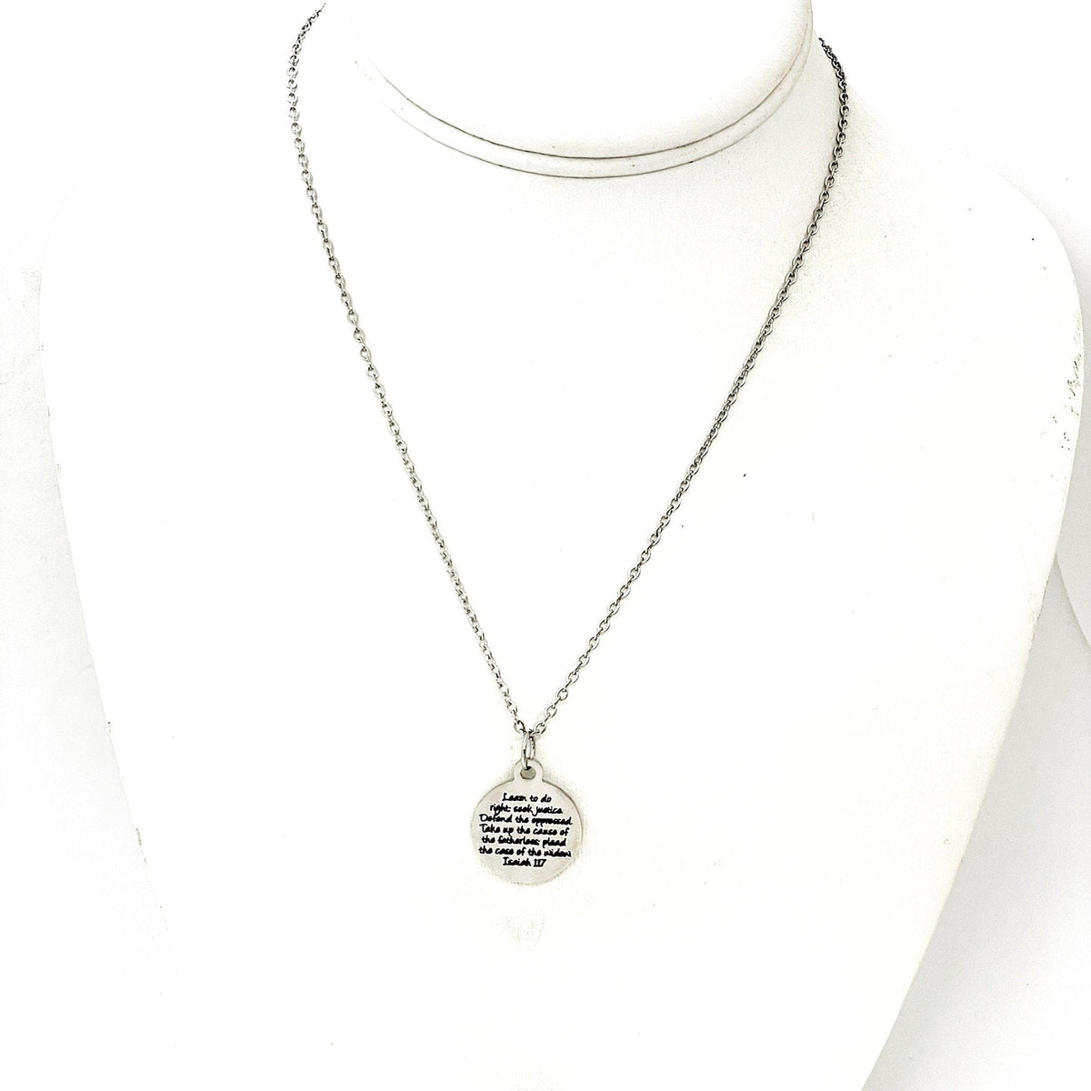 Scripture Gift, Learn To Do Right, Seek Justice, Defend The Oppressed Necklace, Isaiah 1 17 Charm, Scripture Quote, Scripture Jewelry Gift