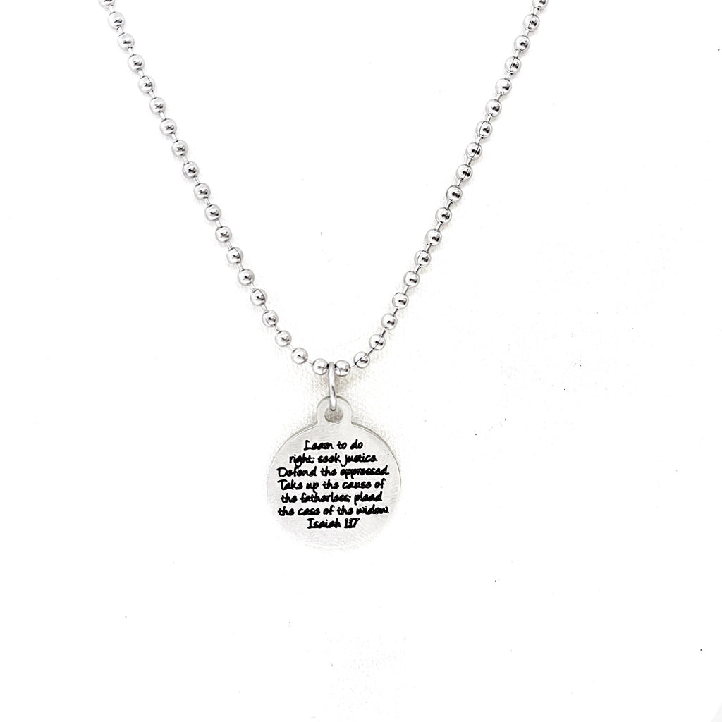 Scripture Gift, Learn To Do Right, Seek Justice, Defend The Oppressed Faith Necklace, Isaiah 1 17 Gifts, Social Worker Gift, Attorney Gifts