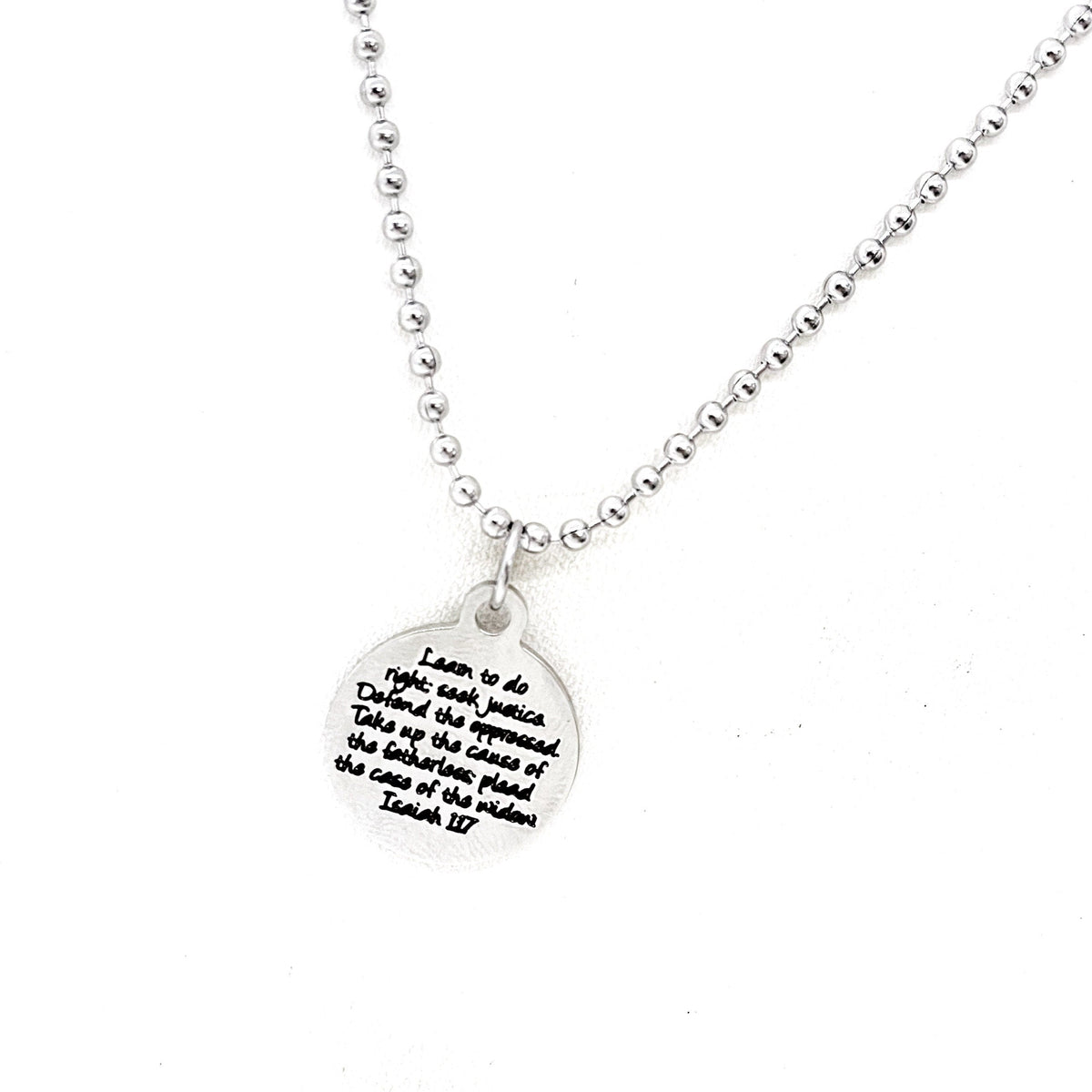 Scripture Gift, Learn To Do Right, Seek Justice, Defend The Oppressed Faith Necklace, Isaiah 1 17 Gifts, Social Worker Gift, Attorney Gifts
