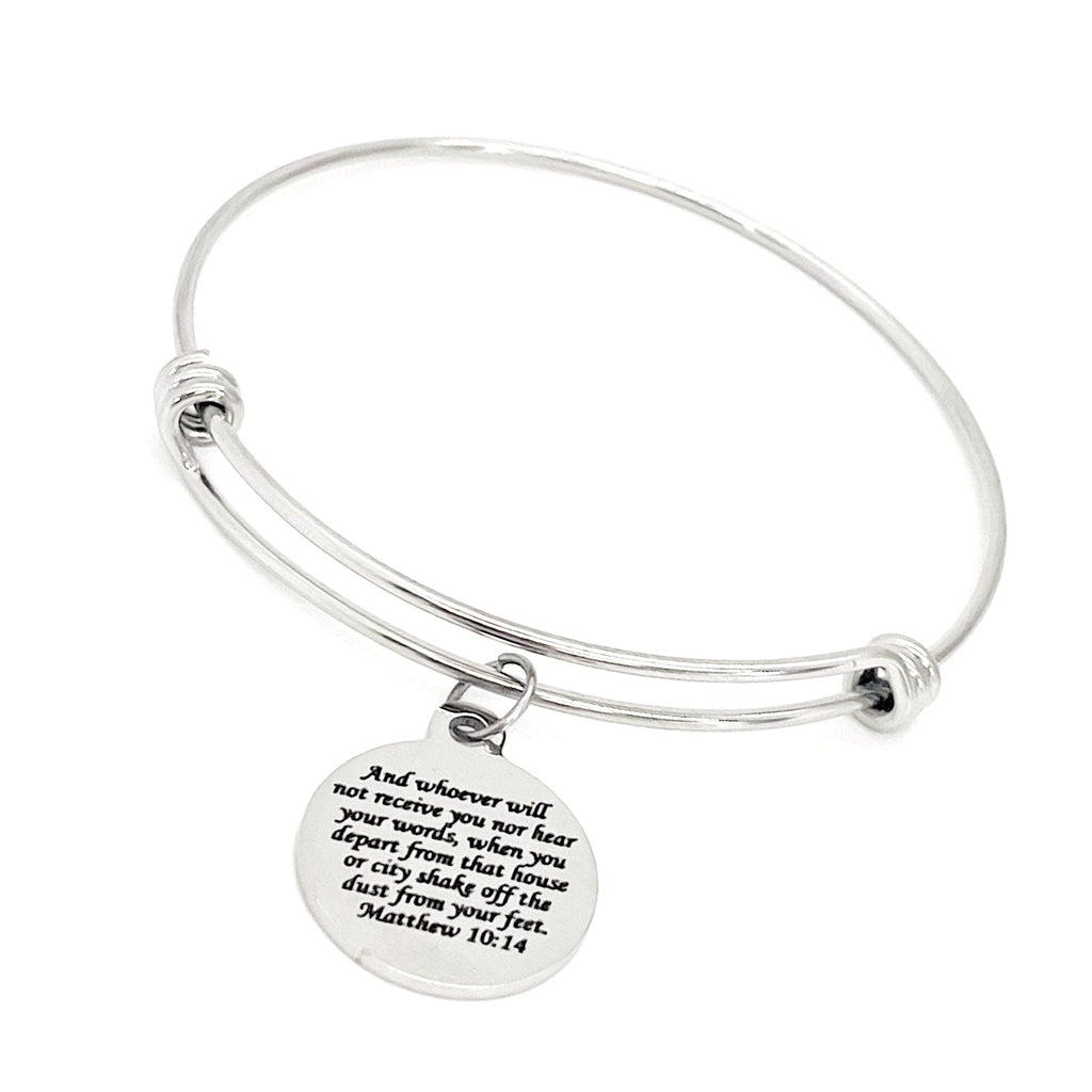 Scripture Jewelry, Shake The Dust From Your Feet Charm Bracelet, Matthew 10 14, Faith Jewelry, Christian Jewelry, Moving On Gift, Wife Gift