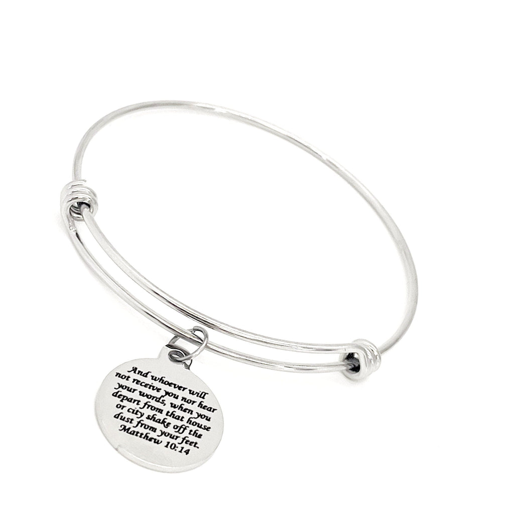 Scripture Jewelry, Shake The Dust From Your Feet Charm Bracelet, Matthew 10 14, Faith Jewelry, Christian Jewelry, Moving On Gift, Wife Gift