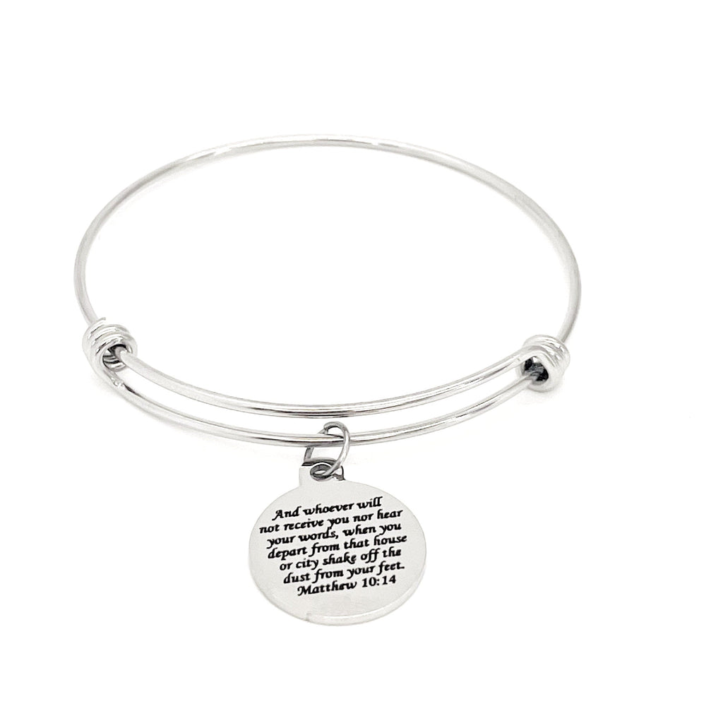 Scripture Jewelry, Shake The Dust From Your Feet Charm Bracelet, Matthew 10 14, Faith Jewelry, Christian Jewelry, Moving On Gift, Wife Gift