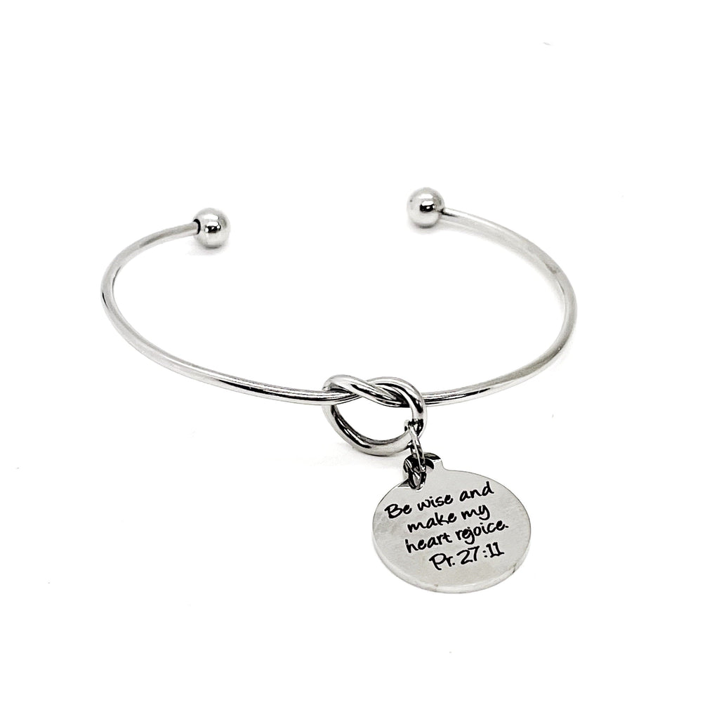 Faith Gift, Be Wise And Make My Heart Rejoice Charm Bracelet, Proverbs 27 11, Scripture Gift, Scripture Quote, Daughter Gift, Baptism Gifts