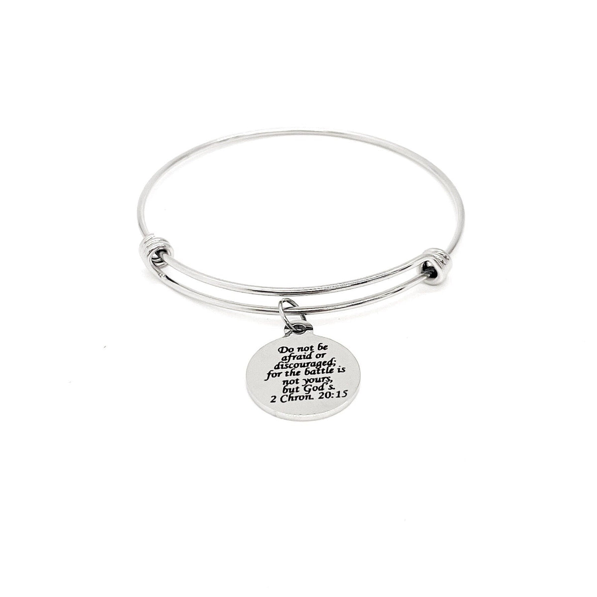 Scripture Jewelry, Do Not Be Afraid or Discouraged Charm Bracelet, 2 Chronicles 20 15, The Battle Is Gods Not Mine, Faith Gifts, Scripture