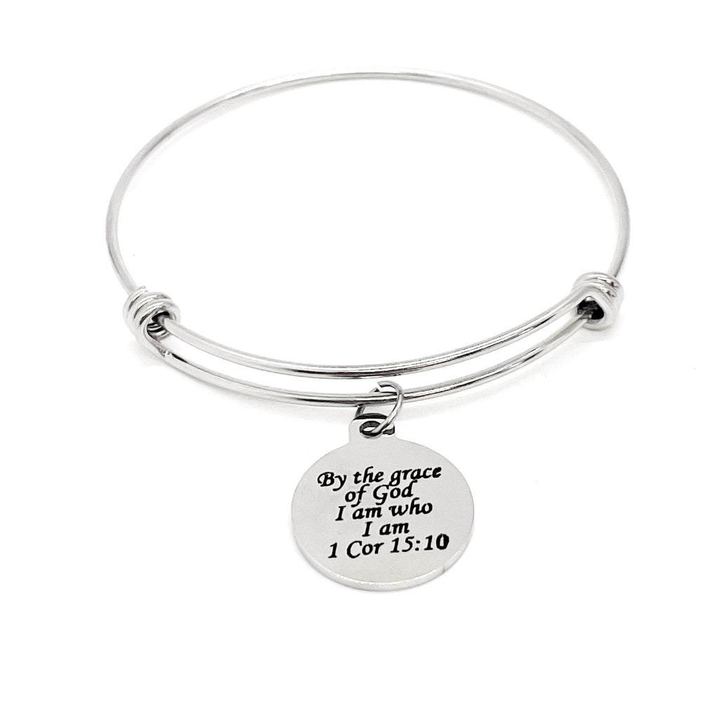 Faith Gifts, By The Grace Of God I Am Who I Am Charm Bracelet, 2 Corinthians 15 10, Scripture Jewelry, Bible Verse Jewelry, Daughter Gift