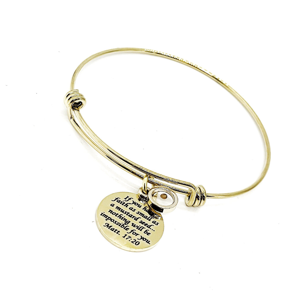 Mustard Seed Scripture Goldtone Bracelet, Matthew 17 20, Mustard Seed Jewelry, Christian Jewelry, Mustard Seed Faith Jewelry Gift For Her