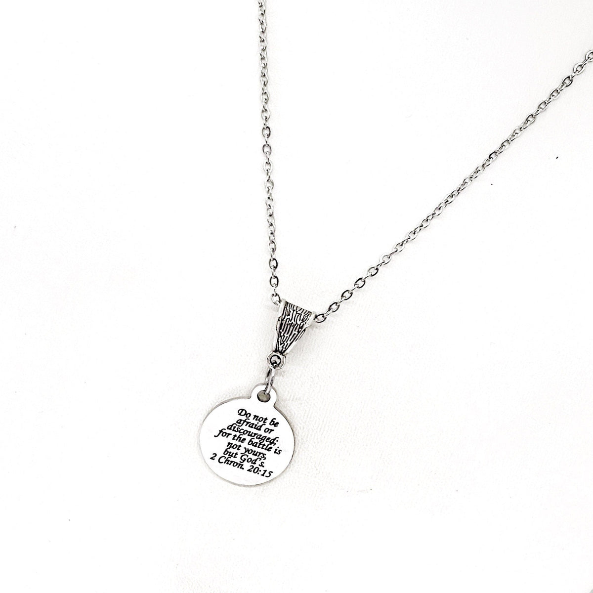 Scripture Necklace, Do Not Be Afraid Or Discouraged Necklace, The Battle Is Not Yours, The Battle Is Gods, Struggling Gifts, Faith Gifts