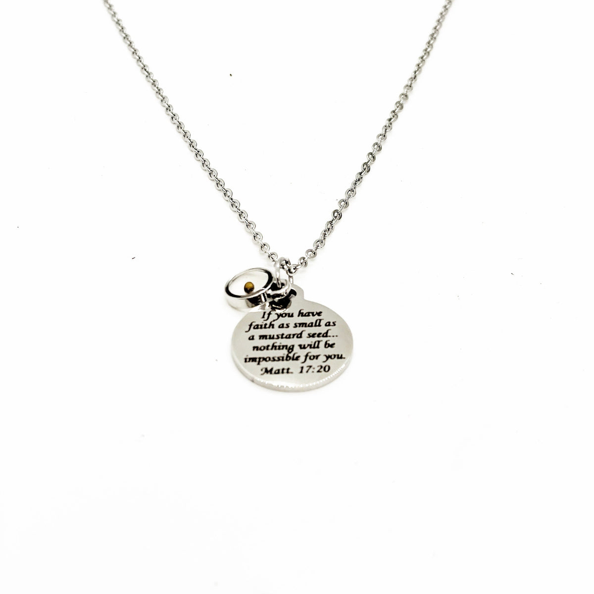 Faith Jewelry, Mustard Seed Necklace, Matthew 17 20 Bible Verse Necklace, Christian Jewelry, Scripture Gifts, Scripture Necklace