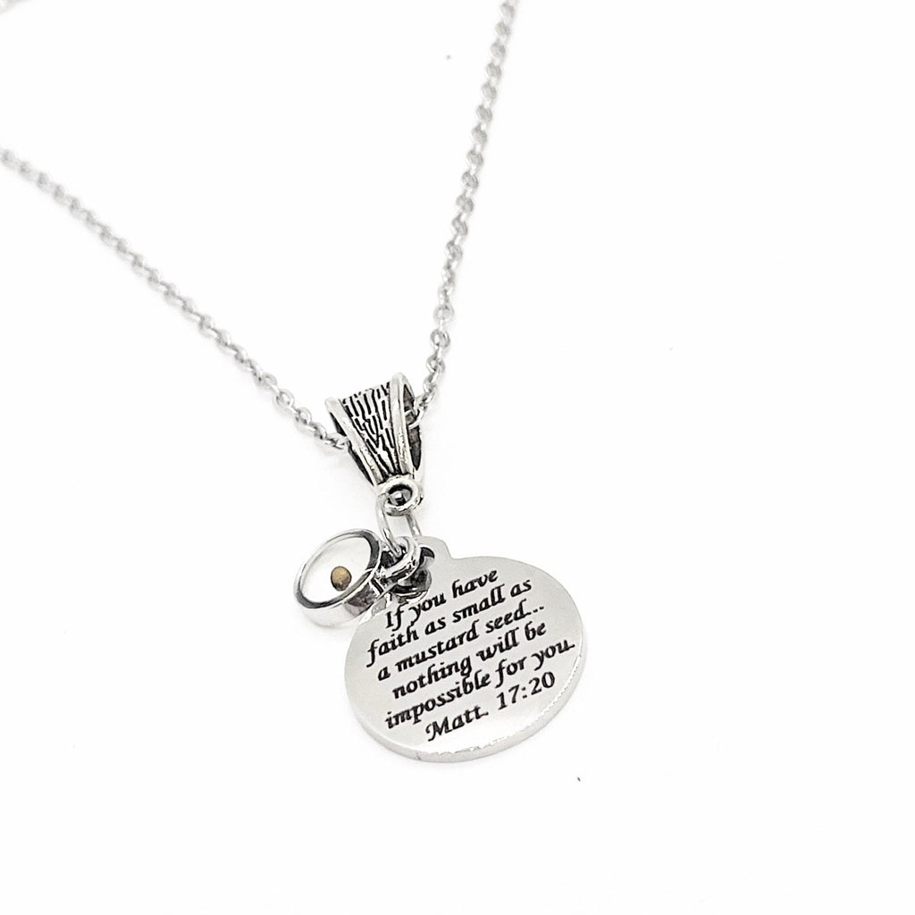 If You Have Faith Necklace, Mustard Seed Gift, Matthew 17 20 Bible Verse Necklace, Christian Jewelry, Scripture Gifts, Scripture Necklace