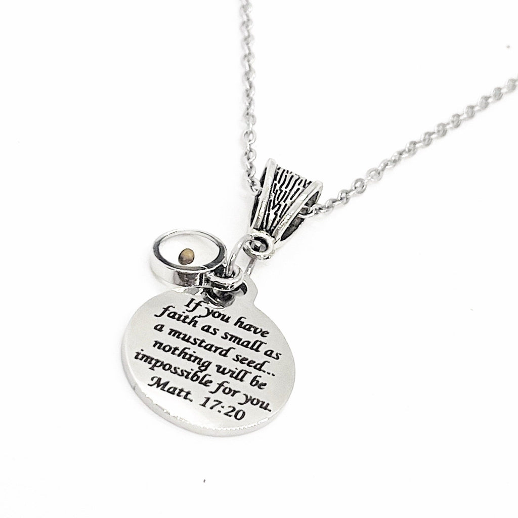 If You Have Faith Necklace, Mustard Seed Gift, Matthew 17 20 Bible Verse Necklace, Christian Jewelry, Scripture Gifts, Scripture Necklace